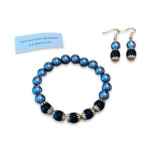 Genuine Onyx Bracelet And Earring Set